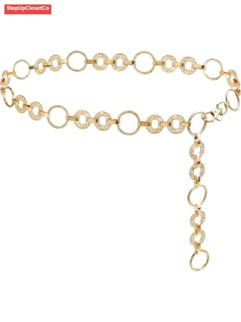 Metal Hollow Circle Chain Belt for Dresses Jeans Adjustable Waist Fashion Body